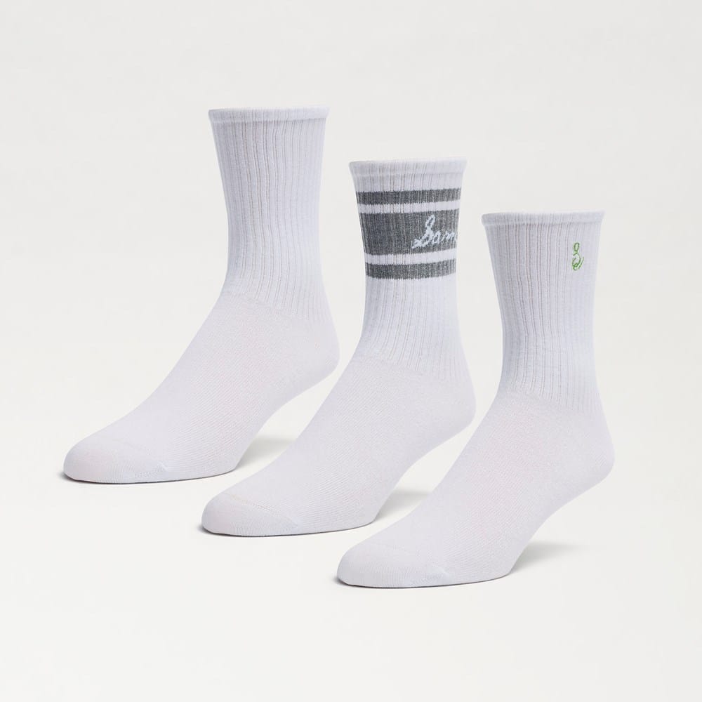 3 Pack Cotton Blend Logo Ribbed Crew Socks