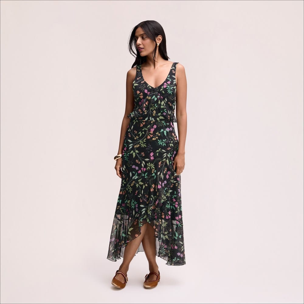 Ruffle Floral Maxi Dress