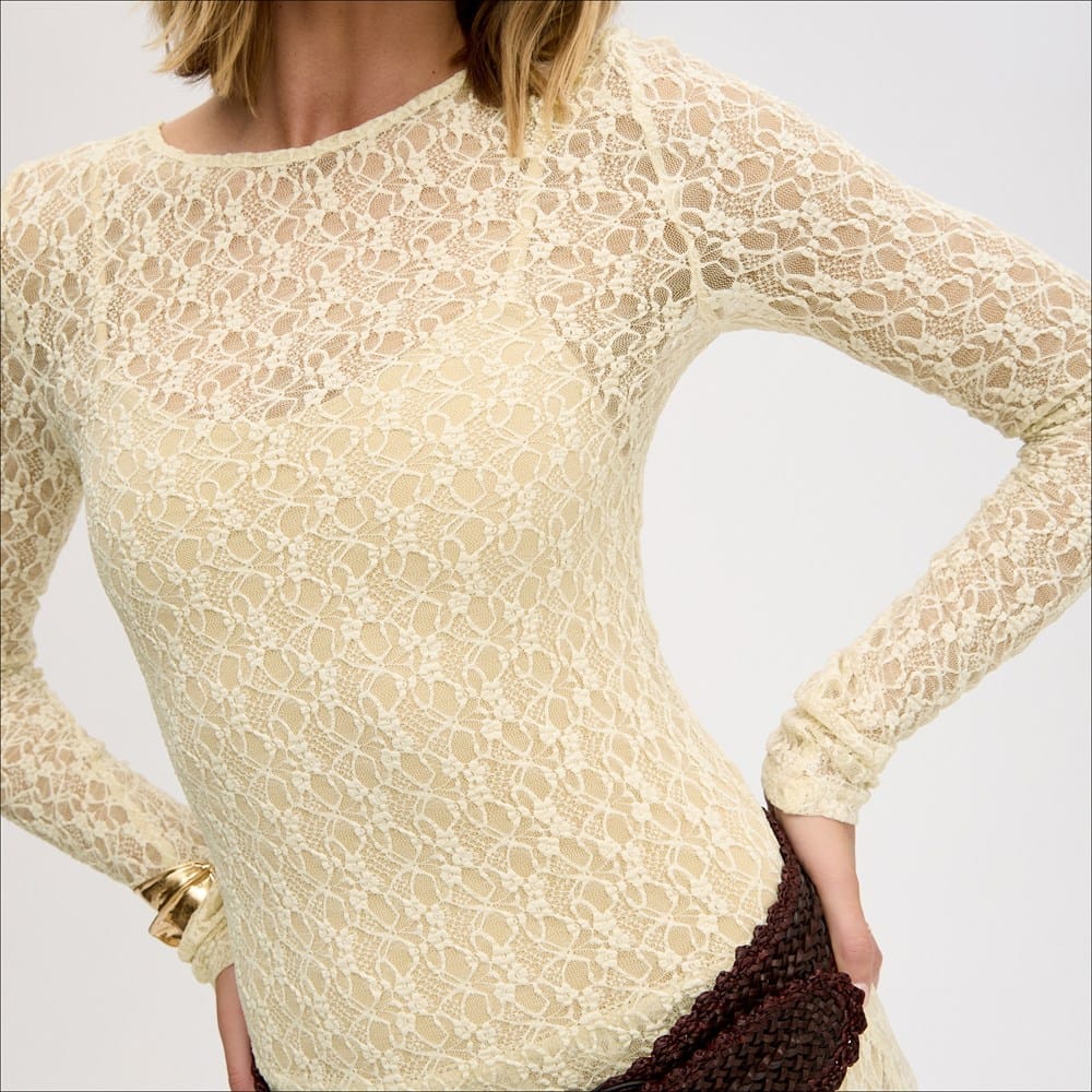 Long Sleeve Fitted Lace Top - Image 6