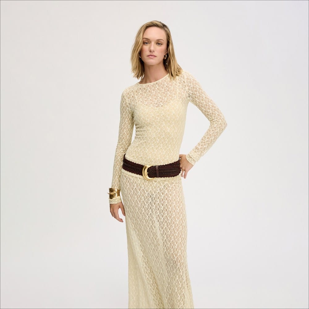 Long Sleeve Fitted Lace Top - Image 2