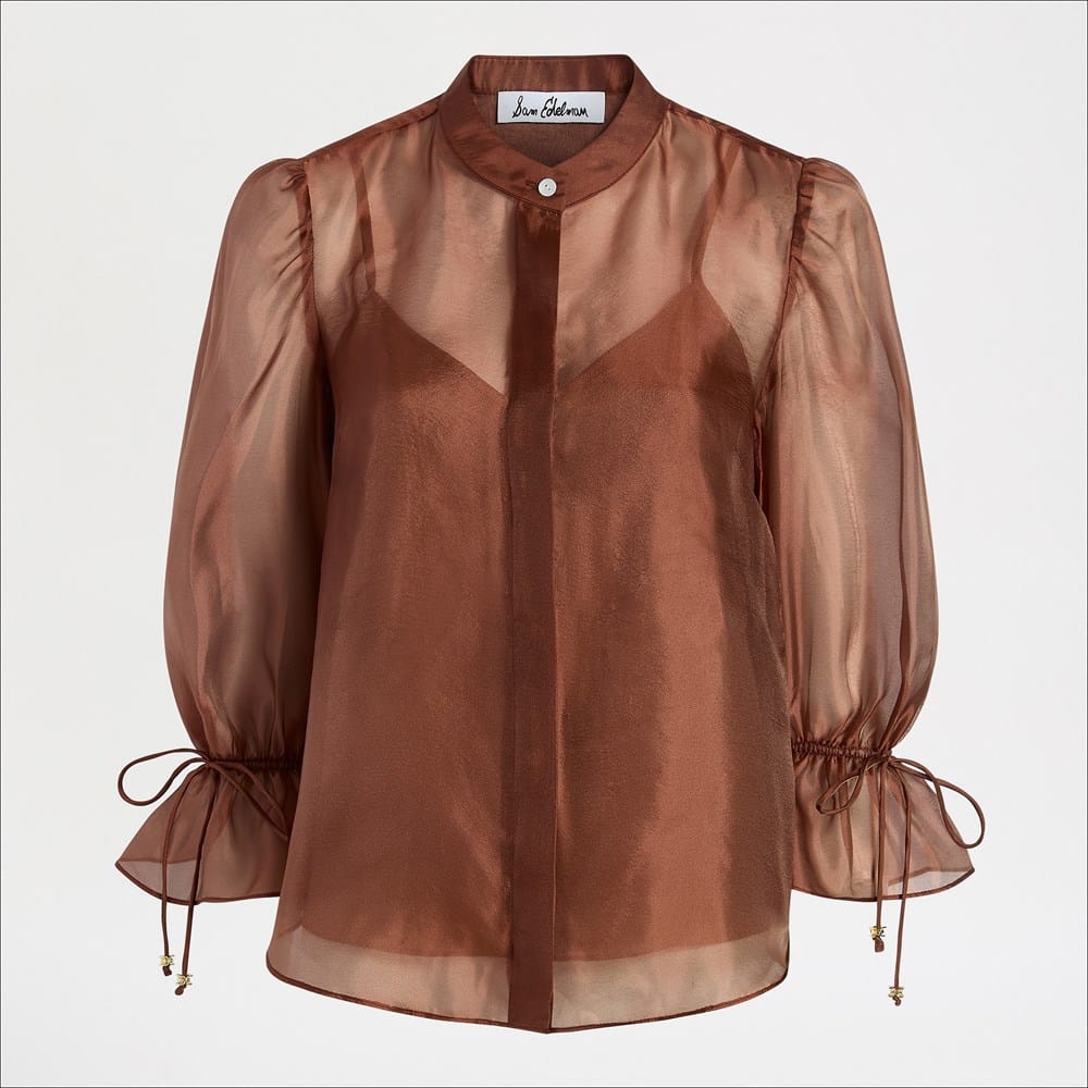 Sheer Blouson Sleeve Shirt - Image 5