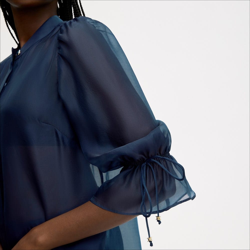 Sheer Blouson Sleeve Shirt - Image 6