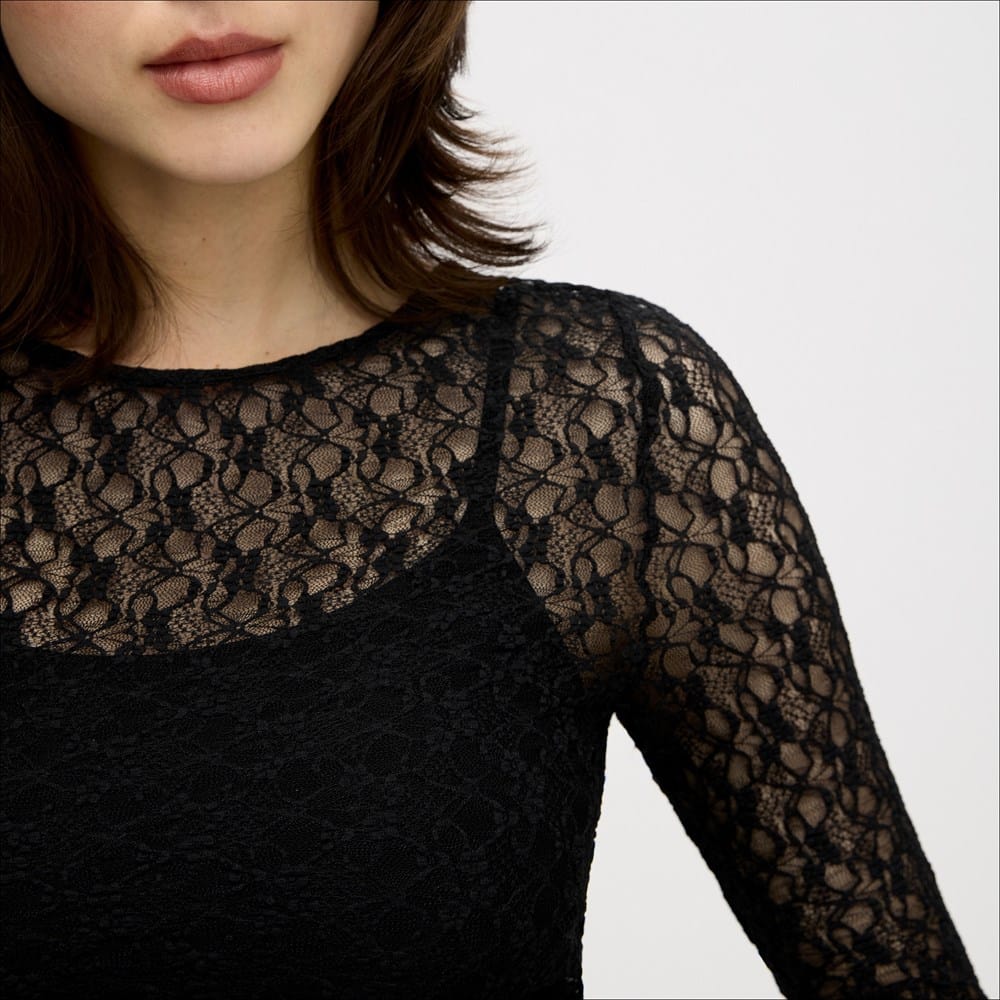 Long Sleeve Fitted Lace Top - Image 2