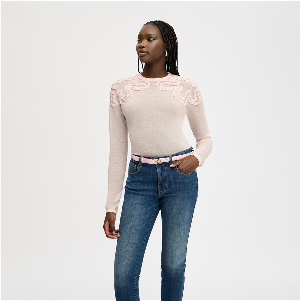 Long Sleeve Ruffle Detail Sweater - Image 2
