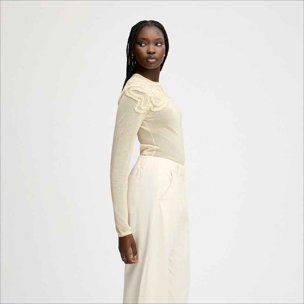 Long Sleeve Ruffle Detail Sweater - Image 3