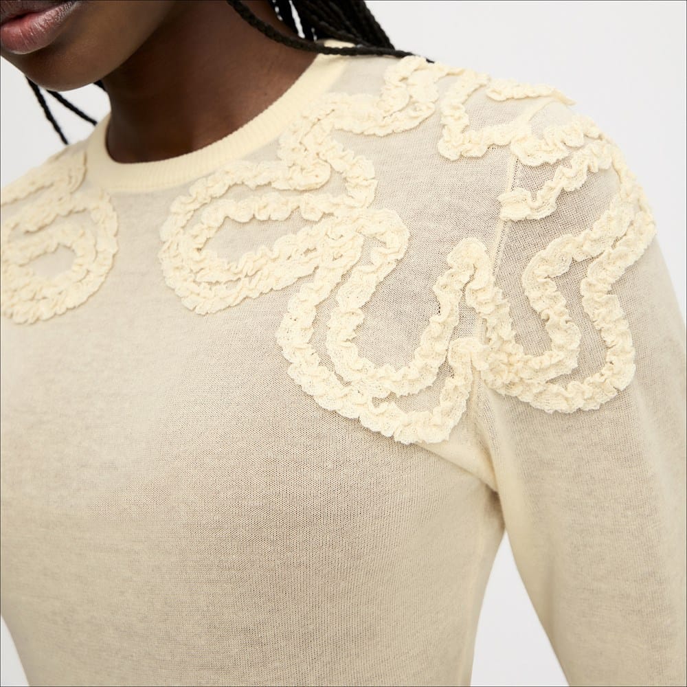 Long Sleeve Ruffle Detail Sweater - Image 2