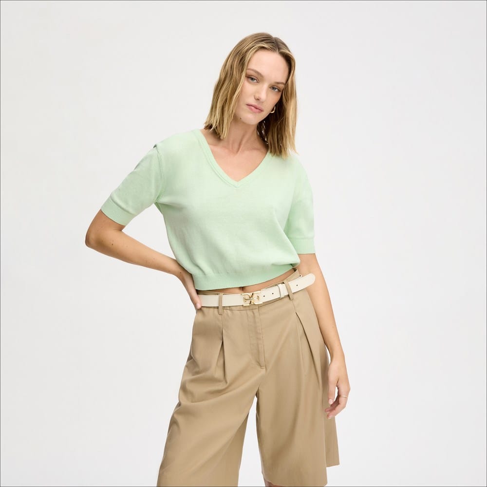 V-Neck Short Sleeve Sweater - Image 2