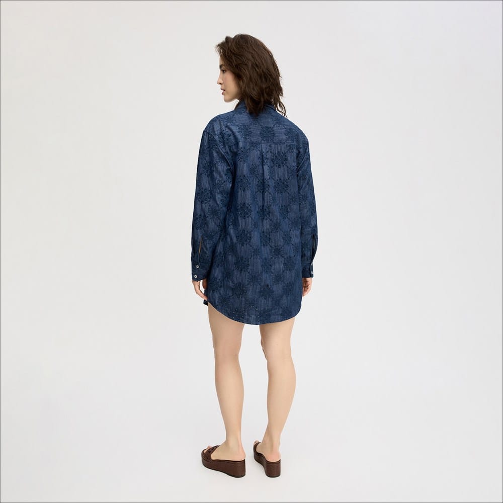 Denim Eyelet Mini Dress - Image 2