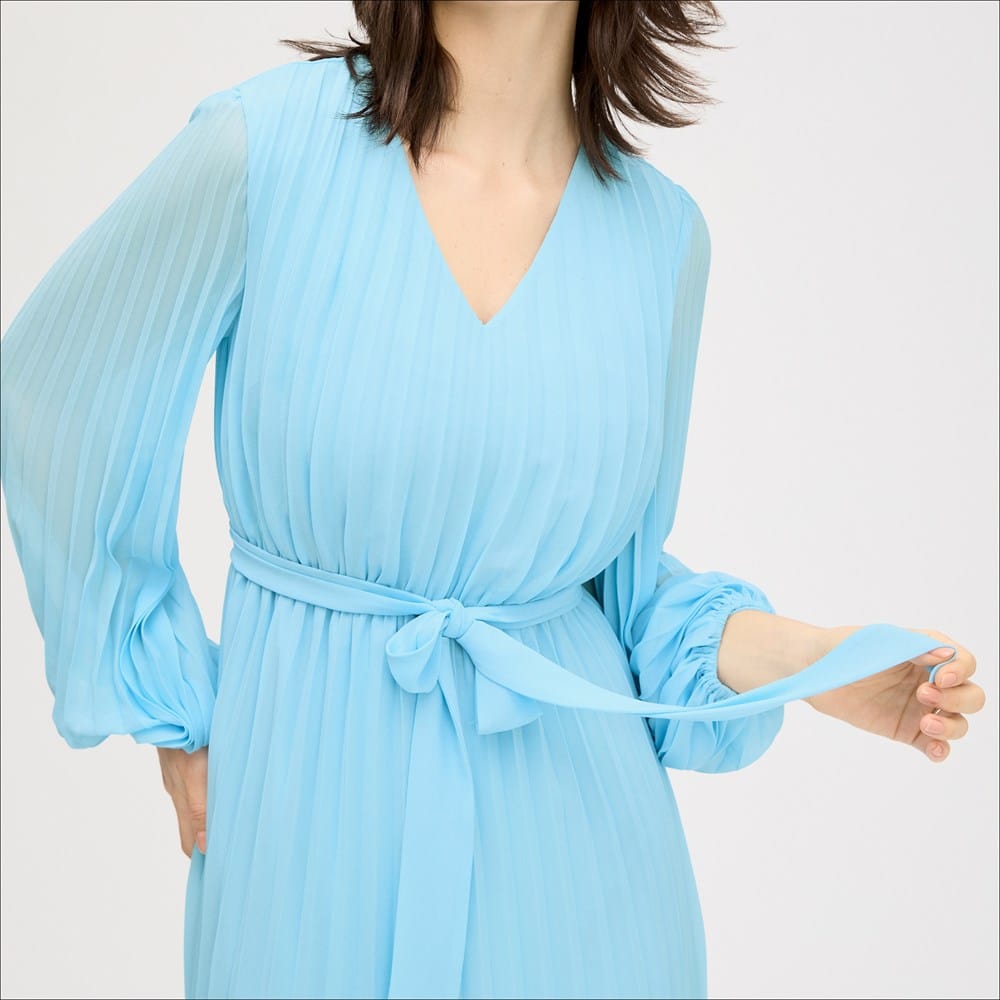 Long Sleeve Plisse Maxi Dress