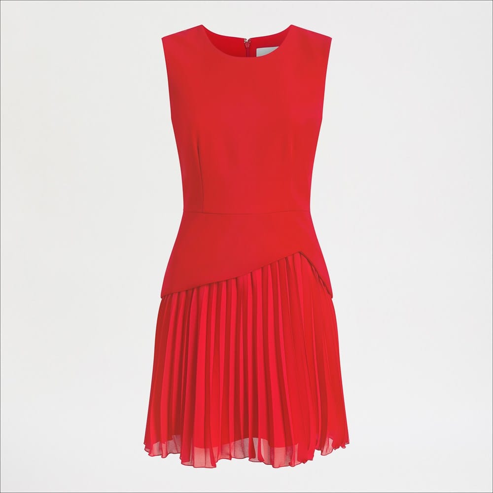 Tailored Crepe with Pleat Skirt Mini Dress