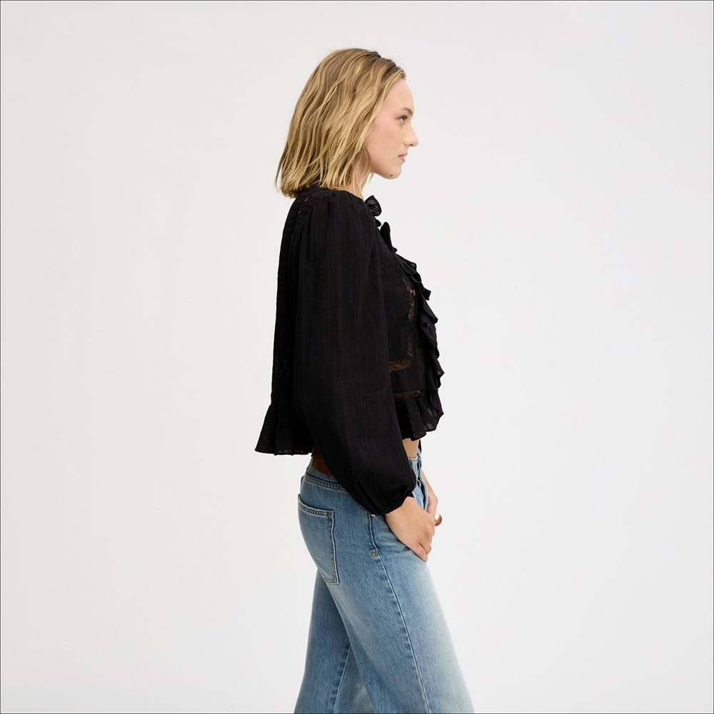 Lace Insert Ruffle Top - Image 3