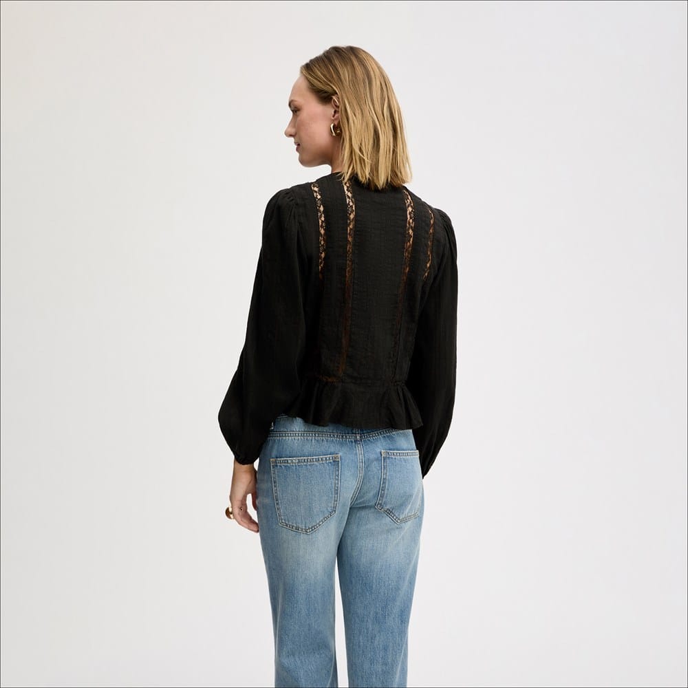 Lace Insert Ruffle Top - Image 4