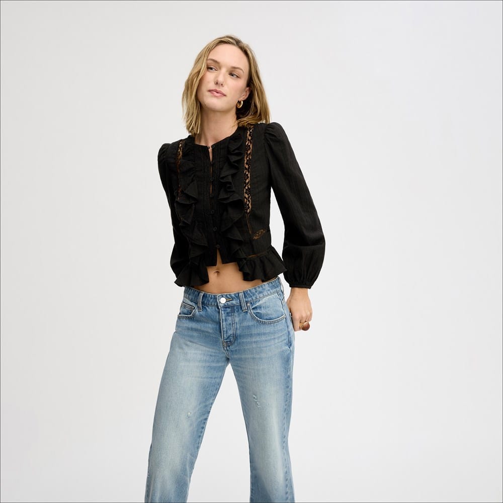 Lace Insert Ruffle Top - Image 2