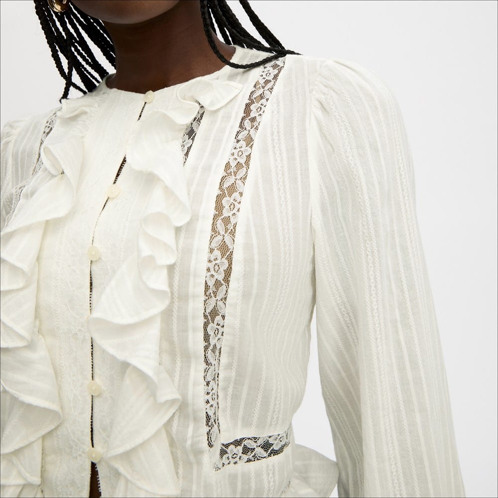Lace Insert Ruffle Top - Image 6