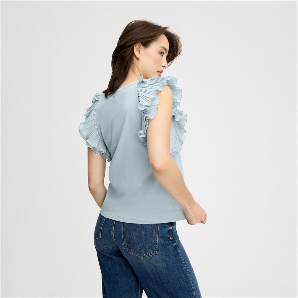 Pleated Ruffle Sleeveless Top - Image 3