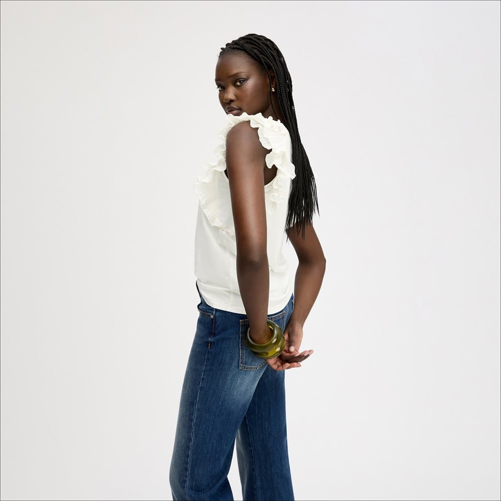 Pleated Ruffle Sleeveless Top - Image 3