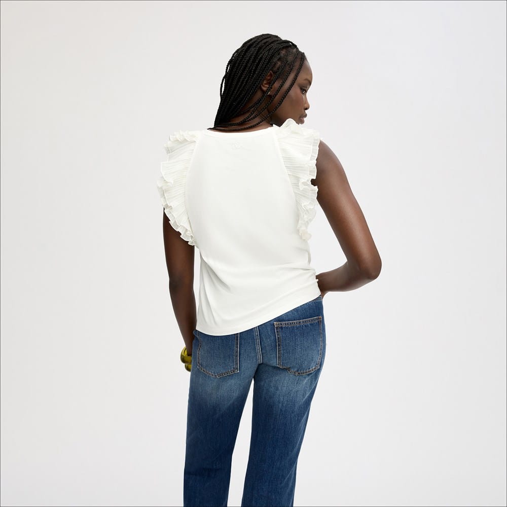 Pleated Ruffle Sleeveless Top - Image 4