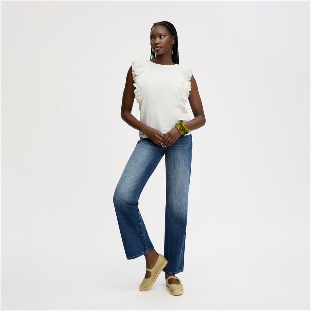 Pleated Ruffle Sleeveless Top