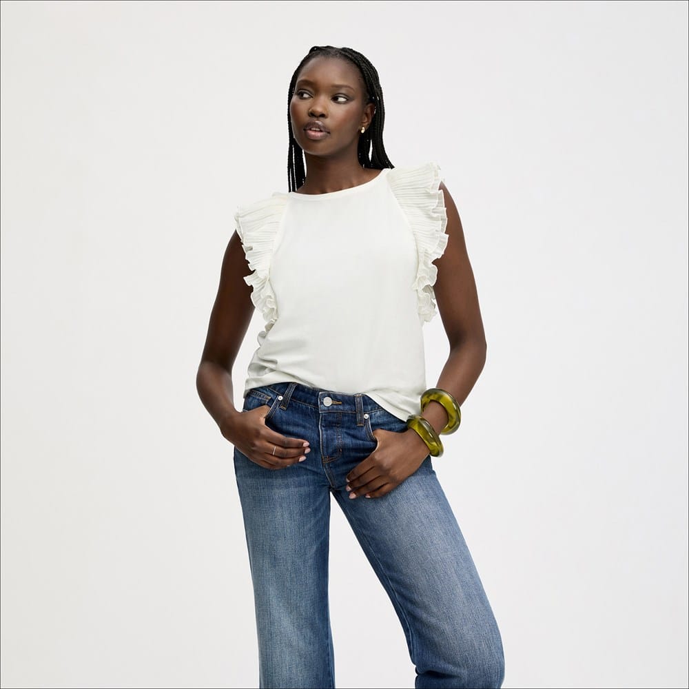Pleated Ruffle Sleeveless Top - Image 2
