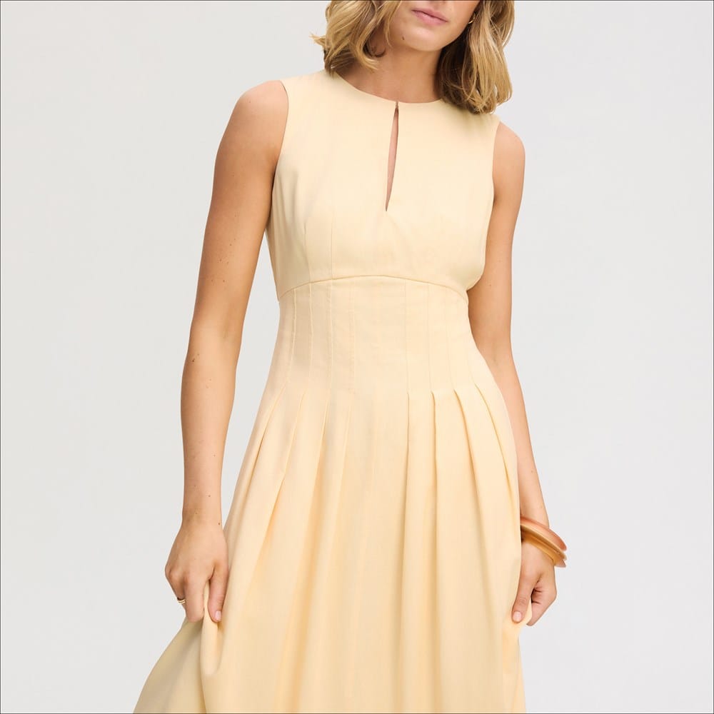 Pin Tuck Solid Midi Dress - Image 2
