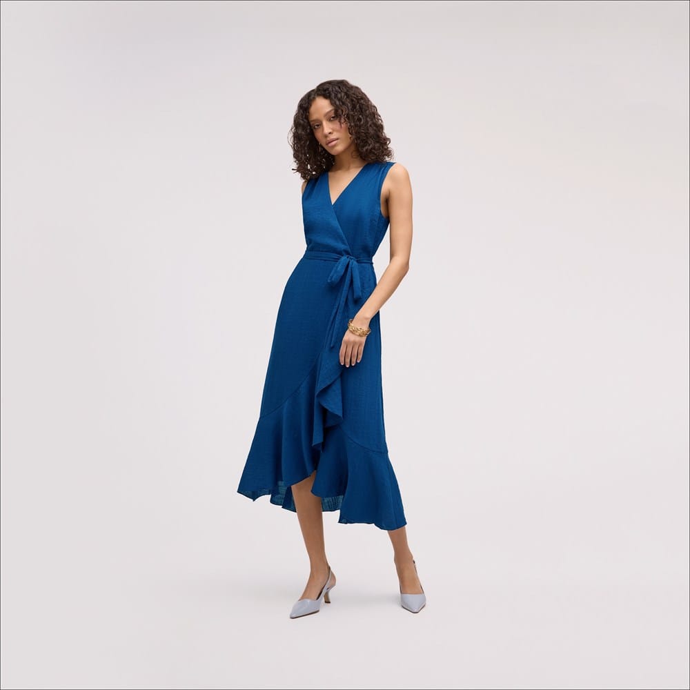 Sleeveless Faux Wrap Maxi Dress